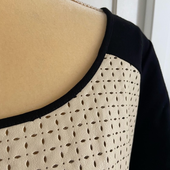 LANE BRYANT Black & Cream Faux Leather Top Size 14/16 - Picture 2 of 10